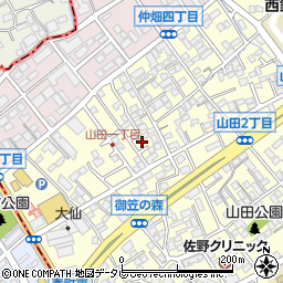 山田1号公園周辺の地図