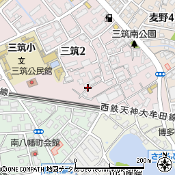 福岡県福岡市博多区三筑2丁目25周辺の地図