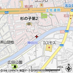 高知県高知市城山町166周辺の地図