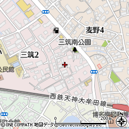 福岡県福岡市博多区三筑2丁目周辺の地図