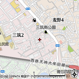 福岡県福岡市博多区三筑2丁目21周辺の地図