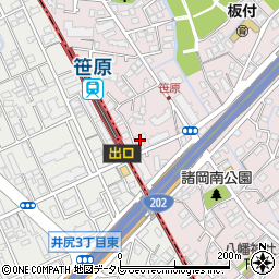 福岡市有料自転車駐車場　笹原駅東自転車駐車場周辺の地図