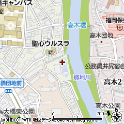 福岡市役所　水道局高宮浄水場番托取水場周辺の地図