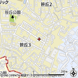 福岡県福岡市中央区笹丘3丁目周辺の地図