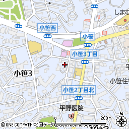 福岡県福岡市中央区小笹周辺の地図
