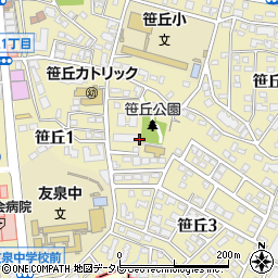 福岡県福岡市中央区笹丘周辺の地図