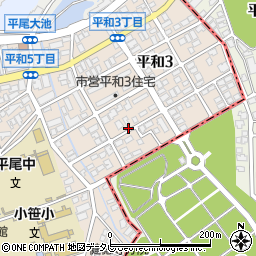 福岡県福岡市中央区平和3丁目周辺の地図