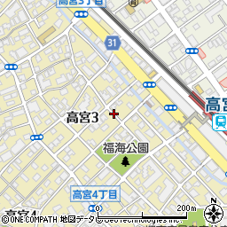 福岡市有料自転車駐車場　高宮駅西自転車駐車場周辺の地図