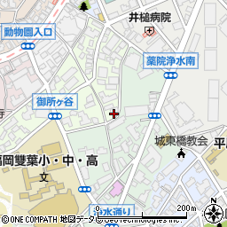 福岡県福岡市中央区御所ヶ谷2-21周辺の地図