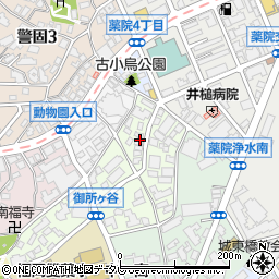 福岡県福岡市中央区御所ヶ谷1-10周辺の地図