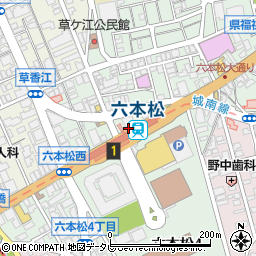 福岡市有料自転車駐車場　六本松駅自転車駐車場周辺の地図
