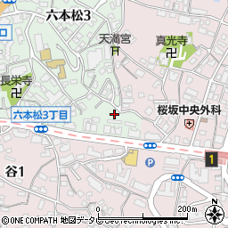 六本松3号公園周辺の地図