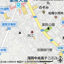 福岡薬院郵便局周辺の地図