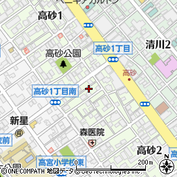 福岡県福岡市中央区高砂周辺の地図
