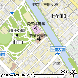 福岡市役所教育委員会総合図書館　博多図書館周辺の地図