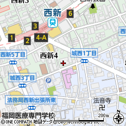 デイリーヤマザキ福岡西新４丁目店周辺の地図