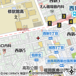 ビースパ　西新店周辺の地図