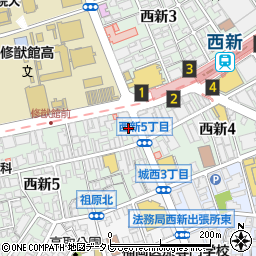 松屋西新店周辺の地図