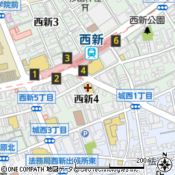 ココカラファイン西新中央店周辺の地図