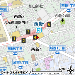 ココカラファイン薬局西新中央店周辺の地図