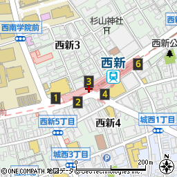 コクミンドラッグ西新駅店周辺の地図