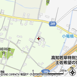 高知県南国市岡豊町小篭周辺の地図