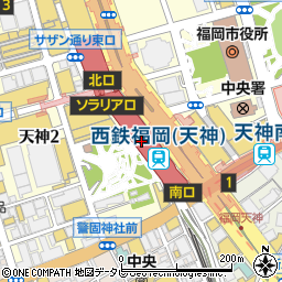 ローソン西鉄福岡天神駅改札内店周辺の地図