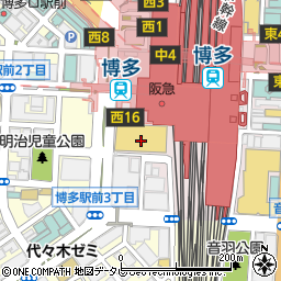 リンガーハットＫＩＴＴＥ博多店周辺の地図