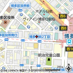 もつ鍋 楽天地 博多駅前二丁目店周辺の地図