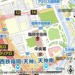 福岡市役所市長室広報戦略室長　報道課市政記者室周辺の地図