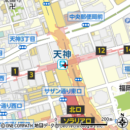 福岡県福岡市中央区周辺の地図