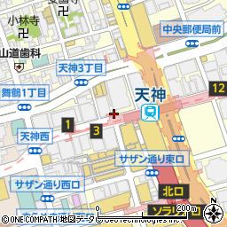 福岡銀行　本店・営業部店・頭サービス部・法人預金周辺の地図