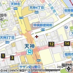 福岡県福岡市中央区天神周辺の地図