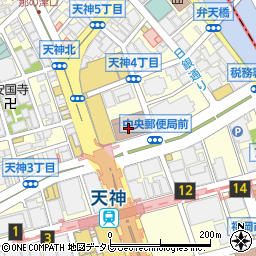 福岡中央郵便局周辺の地図