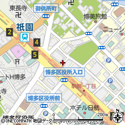 博多大博通ビル東側パーキングメーター周辺の地図
