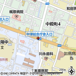 中津総合庁舎入口周辺の地図