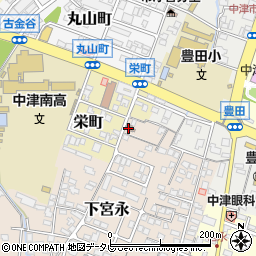 中津栄町郵便局周辺の地図