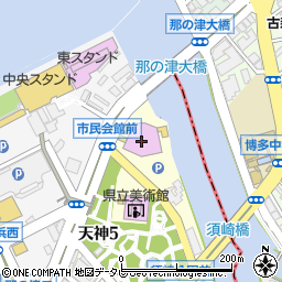 福岡市民会館　小ホール周辺の地図