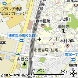 吉塚1丁目4花田邸☆akippa駐車場周辺の地図
