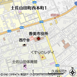 高知県香美市周辺の地図