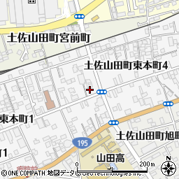 高知県香美市土佐山田町東本町周辺の地図
