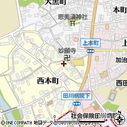 福岡県田川市西本町2-32周辺の地図