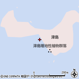 津島暖地性植物群落周辺の地図