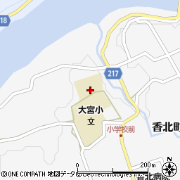 香美市役所　香北学校・給食センター周辺の地図