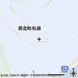 高知県香美市香北町有瀬386周辺の地図
