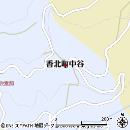 高知県香美市香北町中谷周辺の地図