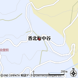 高知県香美市香北町中谷周辺の地図