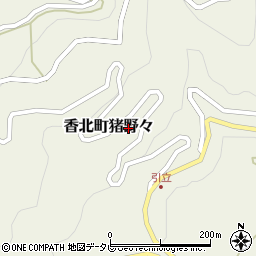 高知県香美市香北町猪野々周辺の地図