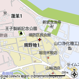 堤防区民会館周辺の地図