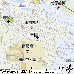 和歌山県田辺市学園周辺の地図